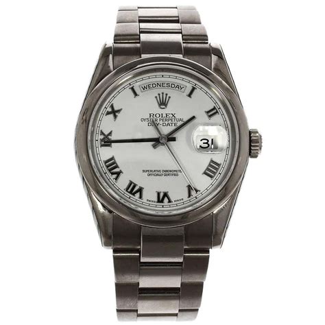 rolex day date white gold roman numerals|rolex 8385 18k white gold.